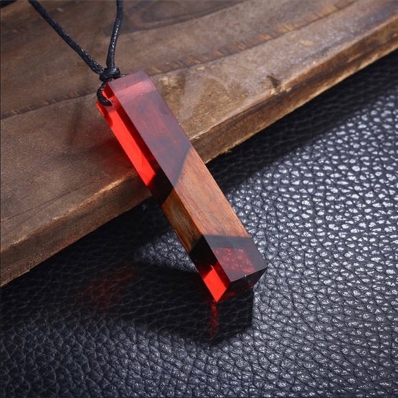 Jewelry - WOOD WITH RESIN PENDANT NECKLACE